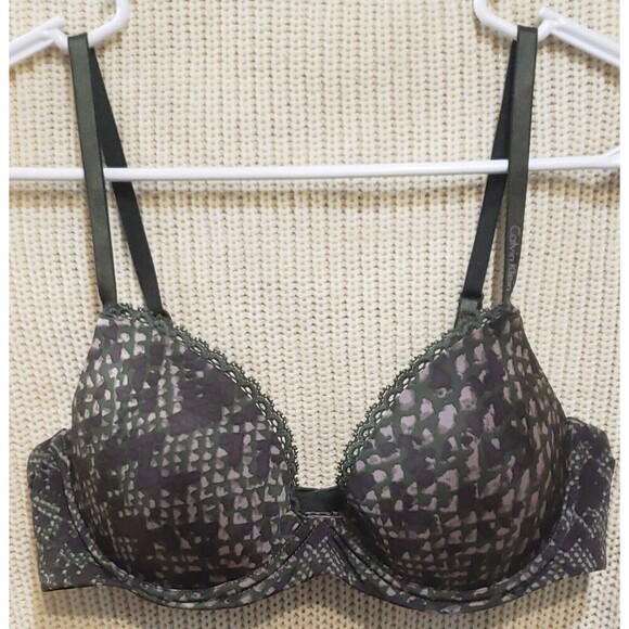 💖CALVIN KLEIN SEDUCTIVE COMFORT PUSH UP BRA 36B-ANIMAL PRINT, WORN ONCE 💖 - Picture 1 of 6